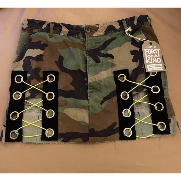 furst of a kind Dresses & Skirts - Vintage sexy army camo mini skirt 32-33” $178
